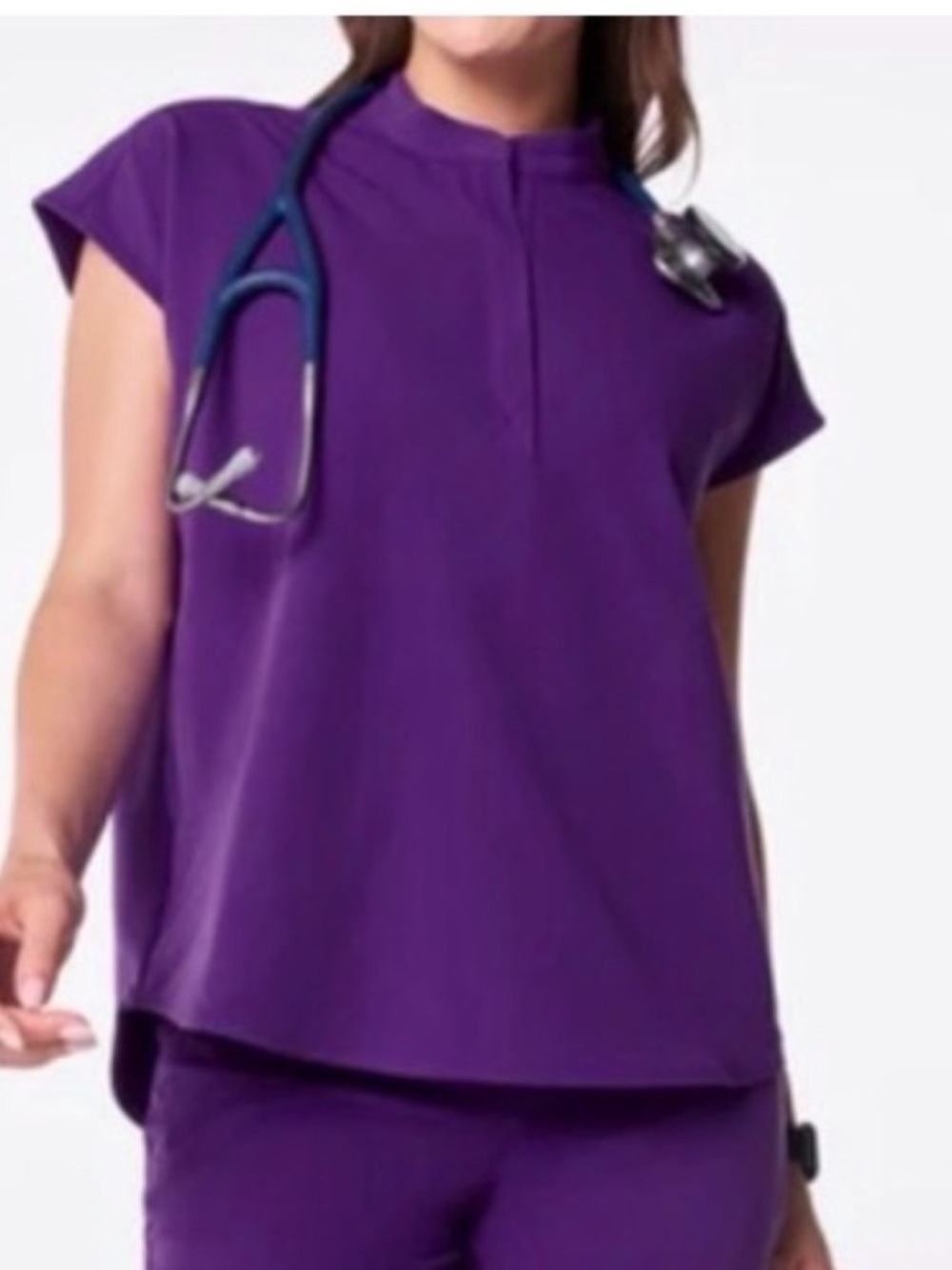 Figs digital grape Short-Sleeve Medical Scrub Top